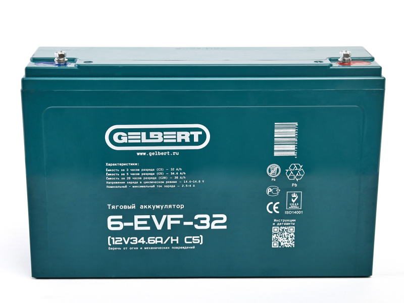 Тяговый аккумулятор Gelbert 6-EVF-32 (12V34.6A/H C5) HV Market