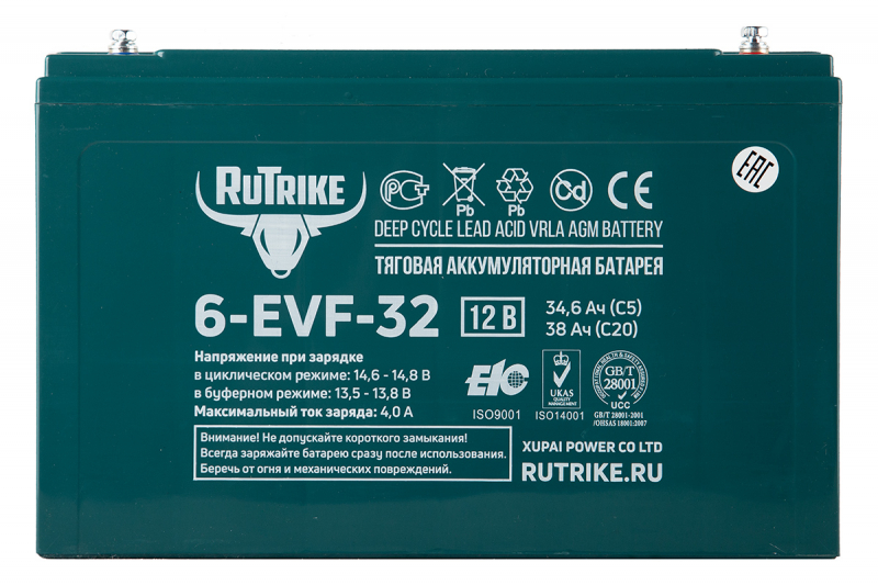 Тяговый аккумулятор RuTrike 6-EVF-32 (12V32A/H C3) HV Market