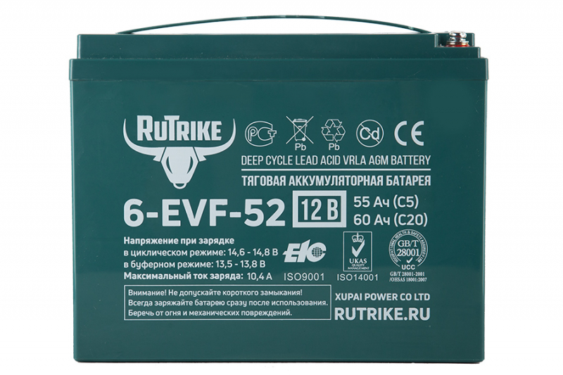 Тяговый аккумулятор RuTrike 6-EVF-52 (12V52A/H C3) HV Market
