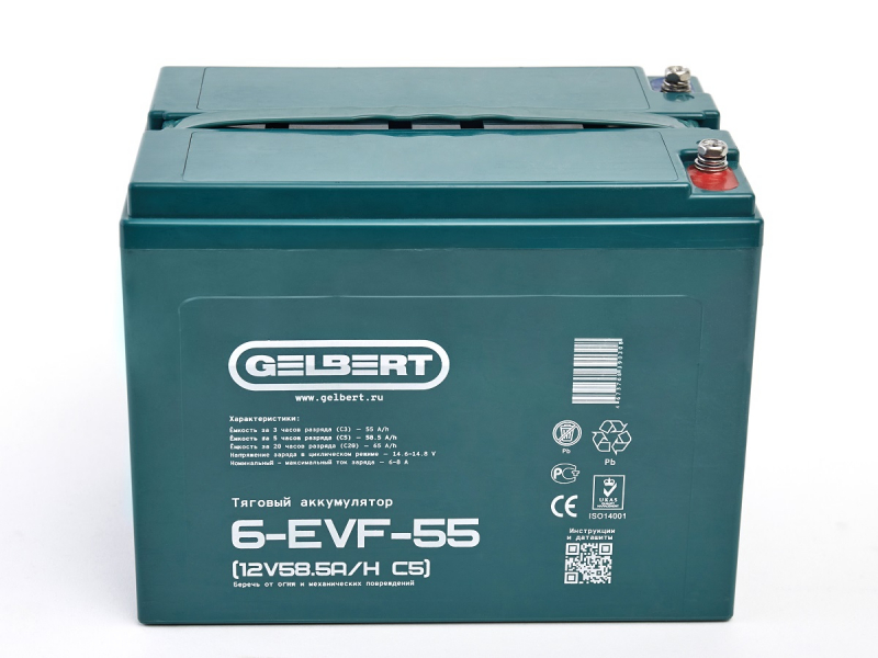 Тяговый аккумулятор Gelbert 6-EVF-55 (12V58.5A/H C5) HV Market