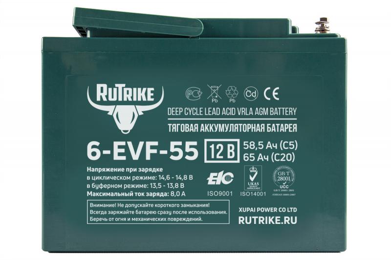 Тяговый аккумулятор RuTrike 6-EVF-55 (12V55A/H C3) HV Market