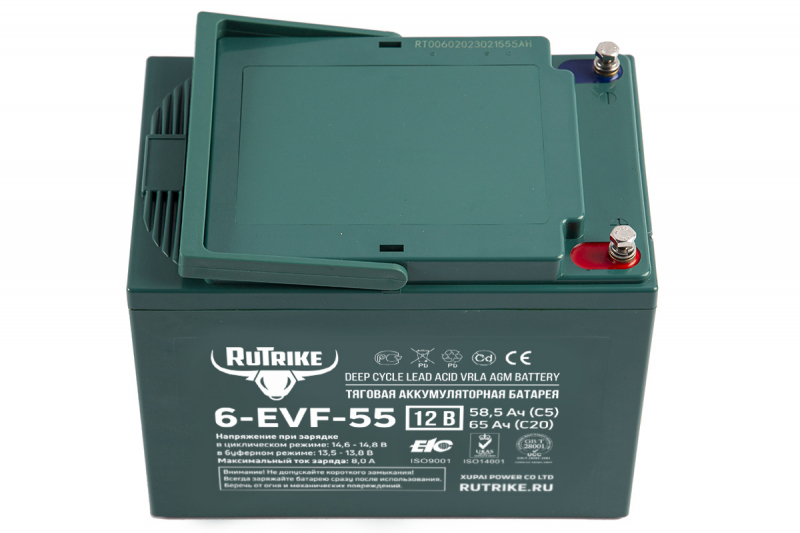 Тяговый аккумулятор RuTrike 6-EVF-55 (12V55A/H C3) HV Market