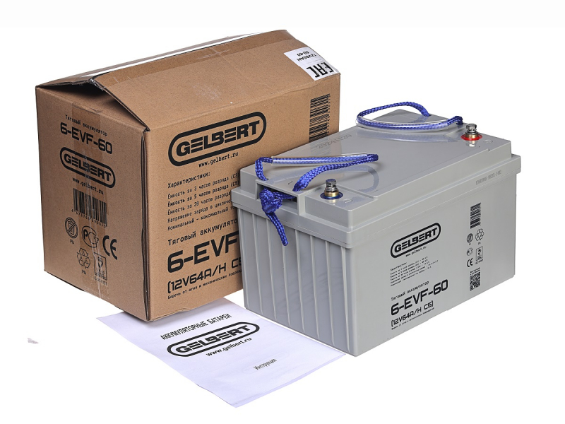 Тяговый аккумулятор Gelbert 6-EVF-60 (12V64A/H C5) HV Market
