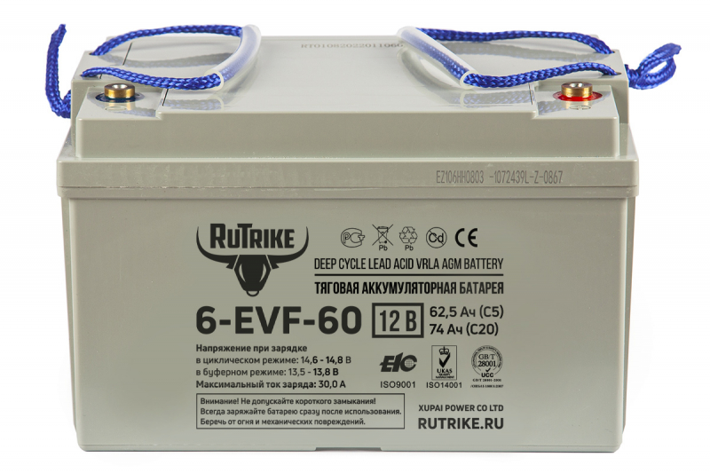 Тяговый аккумулятор RuTrike 6-EVF-60 (12V60A/H C3) HV Market