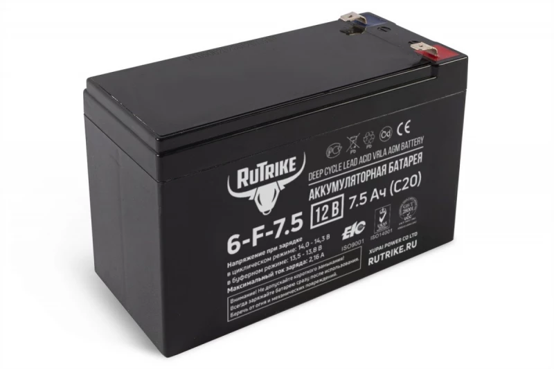 Аккумулятор RuTrike 6-F-7,5 (12V7,5A/H C20) HV Market