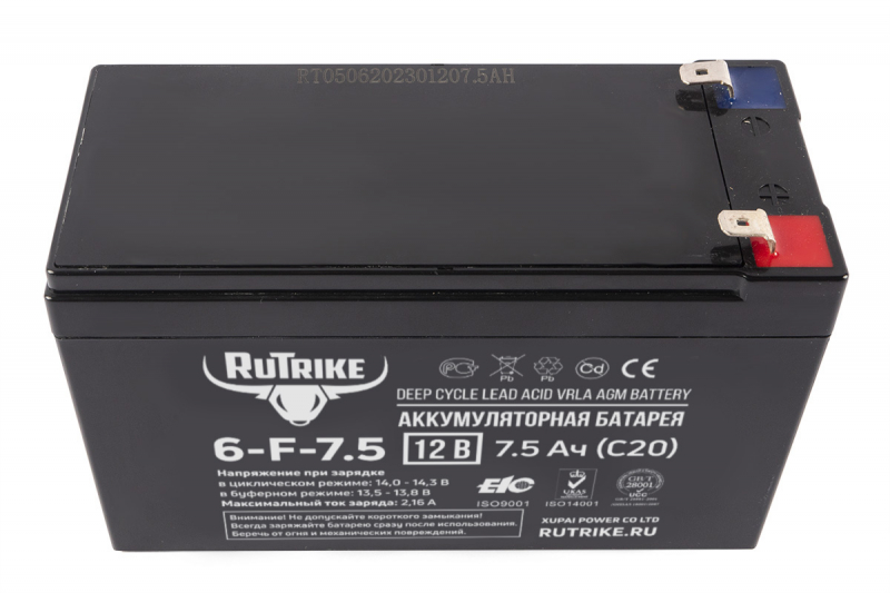 Аккумулятор RuTrike 6-F-7,5 (12V7,5A/H C20) HV Market