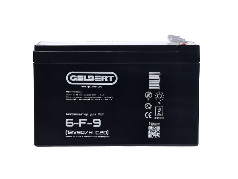 Аккумулятор для ИБП Gelbert 6-F-9 (12V9A/H C20) HV Market