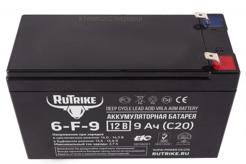 Аккумулятор RuTrike 6-F-9 (12V9A/H C20) HV Market
