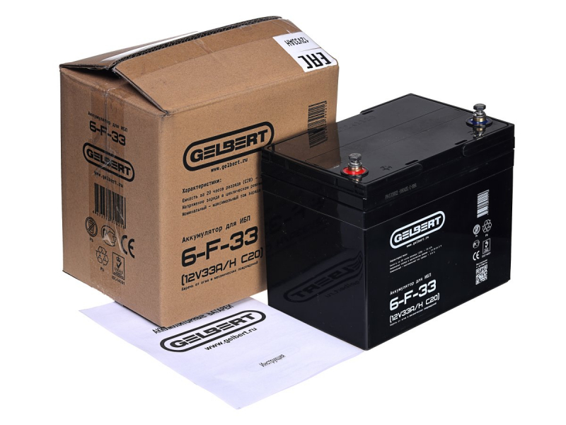 Аккумулятор для ИБП Gelbert 6-F-33 (12V33A/H C20) HV Market