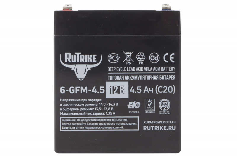 Аккумуляторная батарея RuTrike 6-GFM-4,5 (12V4,5A/H C20) HV Market