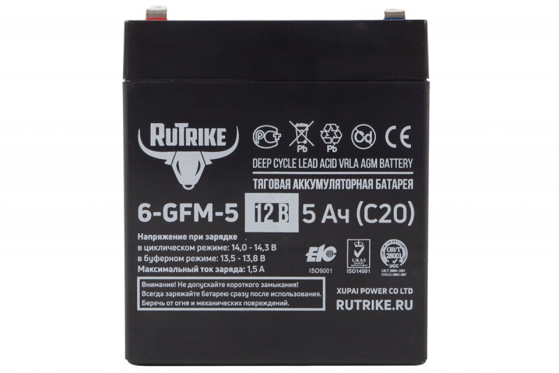 Тяговый аккумулятор RuTrike 6-GFM-5 (12V5A/H C20) HV Market