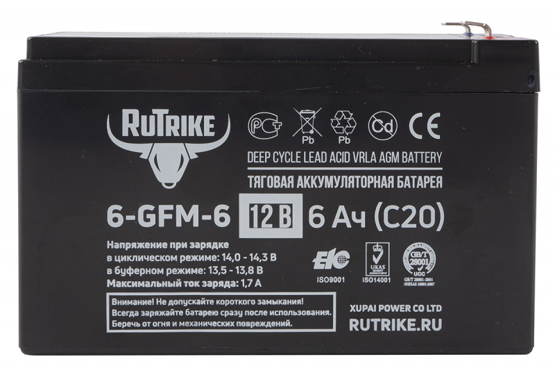 Тяговый аккумулятор RuTrike 6-GFM-6 (12V6A/H C20) HV Market