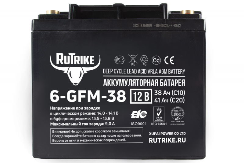 Аккумуляторная батарея RuTrike 6-GFM-38 (12V41A/H C20) HV Market
