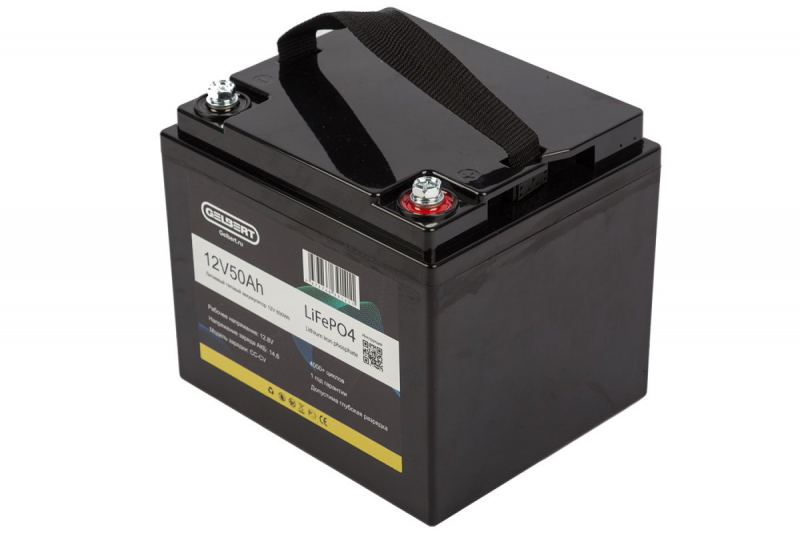 Литиевый тяговый аккумулятор Gelbert LiFePO4 (12V/50Ah/50A/600Wh) [6-GFM-38] HV Market