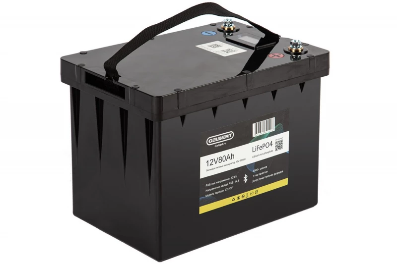 Литиевый тяговый аккумулятор Gelbert LiFePO4 (12V/80Ah/80А/600Wh) BT/Display HV Market