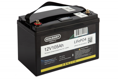 Литиевый тяговый аккумулятор Gelbert LiFePO4 (12V/105Ah/100А/1,260Wh) [ 6-EVF-100] Bluetooth HV Market