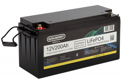 Литиевый тяговый аккумулятор Gelbert LiFePO4 (12V/200Ah/200А/2,400Wh) Bluetooth HV Market