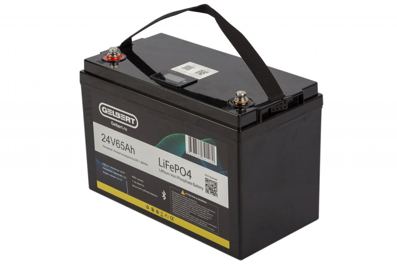 Литиевый тяговый аккумулятор Gelbert LiFePO4 (24V/65Ah/65A/1,560Wh) BT/Display HV Market