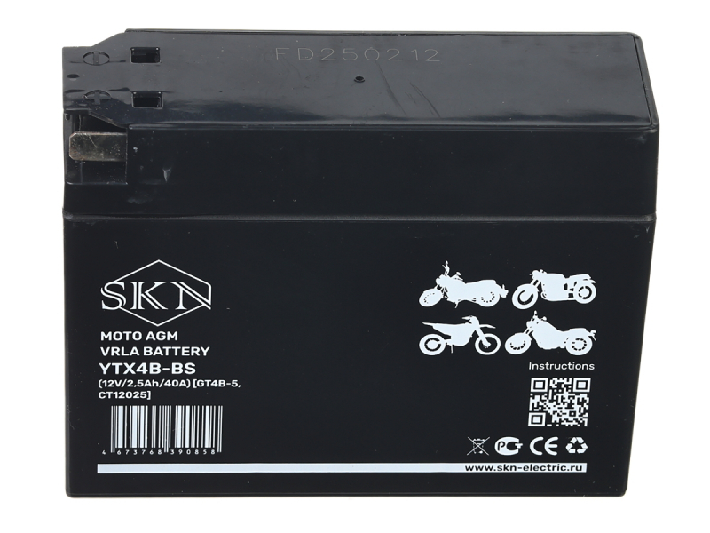Аккумулятор стартерный для мототехники SKN YTX4B-BS (12V/2,5Ah/40A) [GT4B-5, CT 12025] HV Market