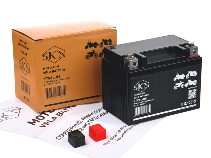 Аккумулятор стартерный для мототехники SKN YTX4L-BS (12V/4Ah/50A) [UTX4L-BS, CT 1204, MT 12-4] HV Market