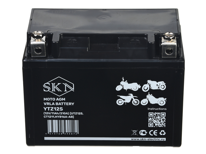 Аккумулятор стартерный для мототехники SKN YTZ12S (12V/11Ah/210A) [UTZ12S, CT 1211, HYB16A-AB] HV Market