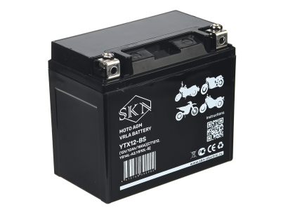 Аккумулятор стартерный для мототехники SKN YTX12-BS (12V/12Ah/180A) [CT 1212, YB14L-A2, YB10L-B] HV Market