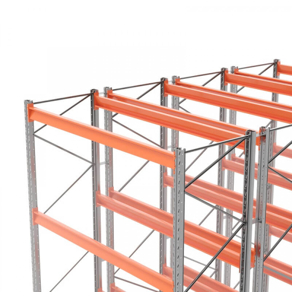 Стеллаж двойной глубины 6000х2700х1100 мм. Уровни хранения: пол+4 (1800 кг на ярус) HV Market