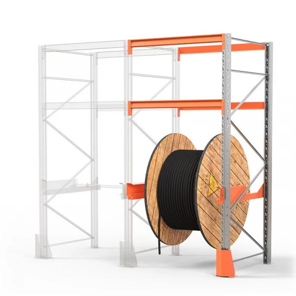 Секция приставная cтеллажа металлического для катушек (3000х1350х1300 мм), 1 ярус (85.1.5)