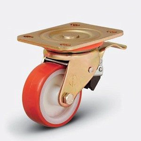 Колесо большегрузное полиуретановое поворотное с тормозом ED01 ZBP ⌀ 100 F HV Market