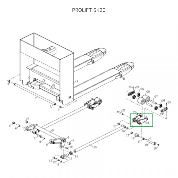 Рычаг силового блока для тележек SK20