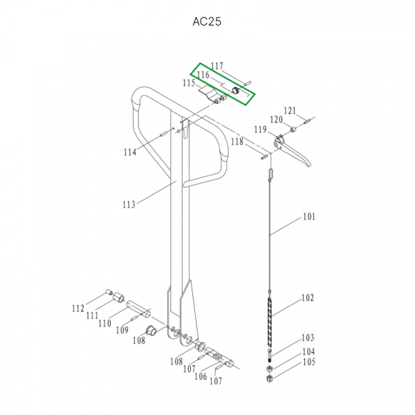 Пружина рычага управления режимом работы для гидравлических тележек JC20