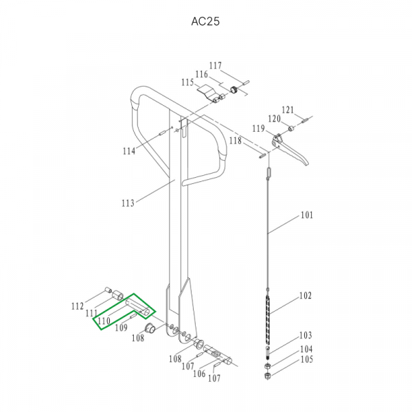 Ось нажимного ролика для гидравлических тележек DF25 HV Market
