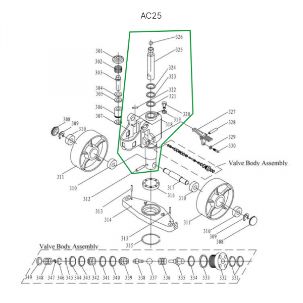 Гидроузел в сборе для гидравлических тележек AC25 HV Market