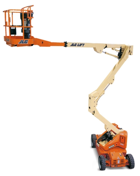 Самоходный коленчатый подъемник JLG M450A, грузоподъемность 230 кг, рабочая высота 15.72 м, тип питания электрический, АКБ