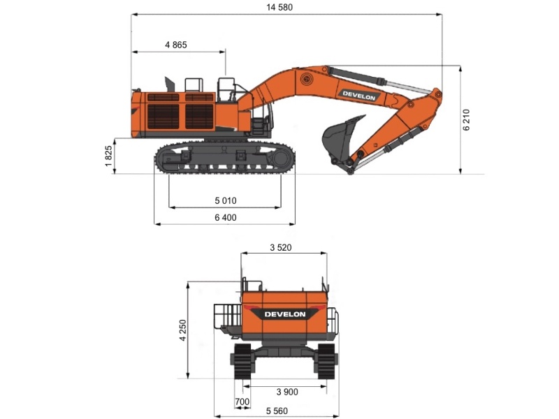 Гусеничный экскаватор DEVELON DX1250LC-7B, мощность двигателя 750 л.с.