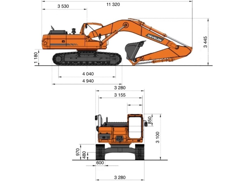 Гусеничный экскаватор DEVELON DX360LC-7B, мощность двигателя 291л.с.