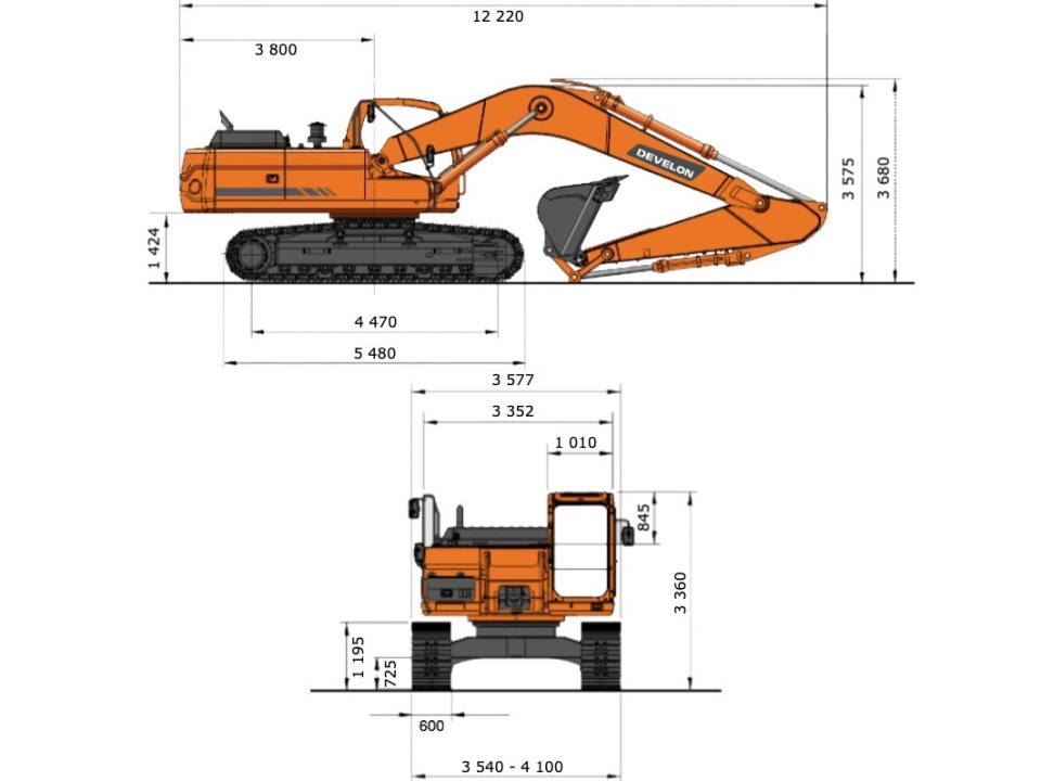 Гусеничный экскаватор DEVELON DX490LC-7M, мощность двигателя 393 л.с.