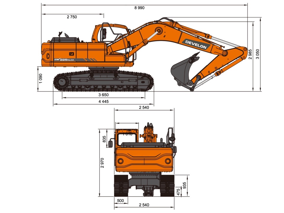 Гусеничный экскаватор DEVELON DX225NLCA, мощность двигателя 157 л.с.