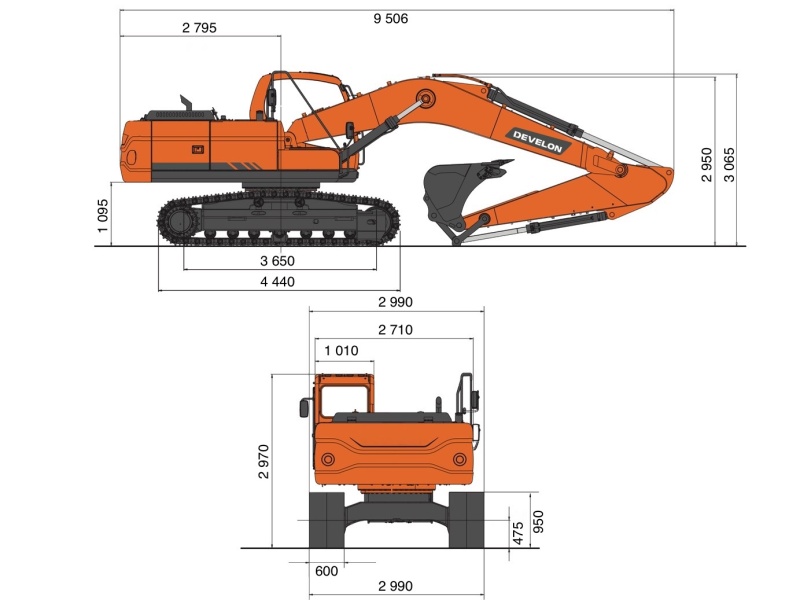 Гусеничный экскаватор DEVELON DX220LC-7M, мощность двигателя 156 л.с.