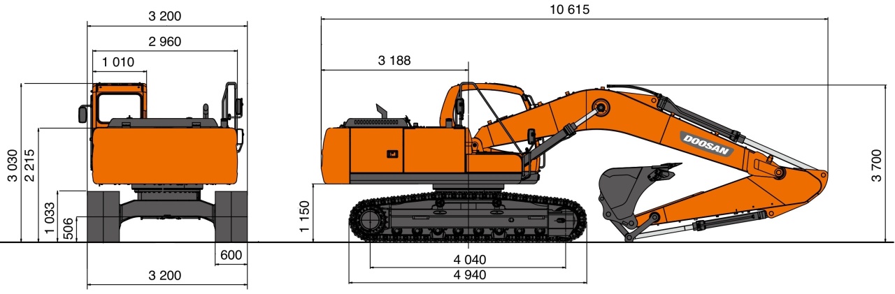 Гусеничный экскаватор DEVELON DX300LC-7B, мощность двигателя 249 л.с.